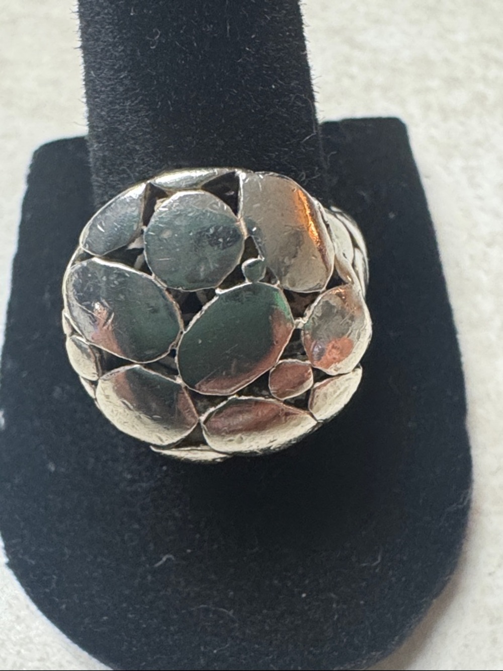 925 Silver Mosaic Dome Statement Ring - size 6 Women Jewelry
